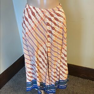 Plenty by Tracy Reese Asymmetrical A-line Midi Skirt in White and Pink